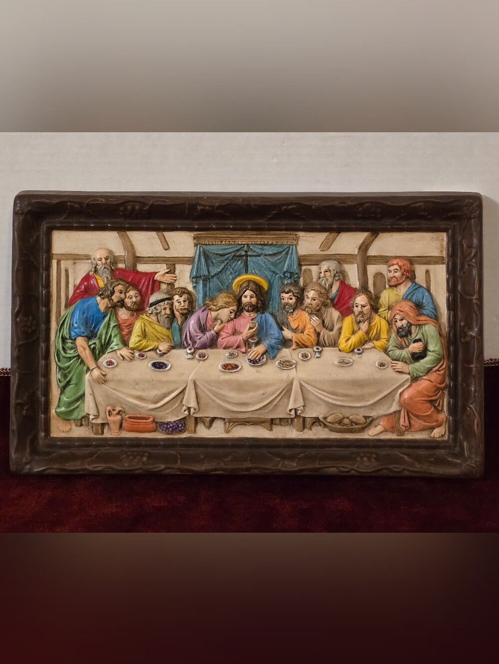 Vintage Holland Mold 3D "The Last Supper" Ceramic Wall Plaque 14" x 8.5"